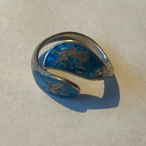 Siam Silver Niello Sterling ring, uncommon in blue